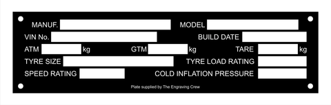 Blank Large ADR 61/03 Blank Black Trailer Vehicle Plate | 0.5mm matte black anodised al.