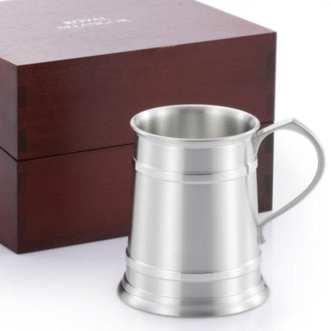 Engraveable | Royal Selangor 270ml Straight sided Pewter Tankard. Wooden Gift Box.