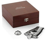 Engraveable | Royal Selangor 80ml Pewter Ship Flask.  Wooden Gift Box.