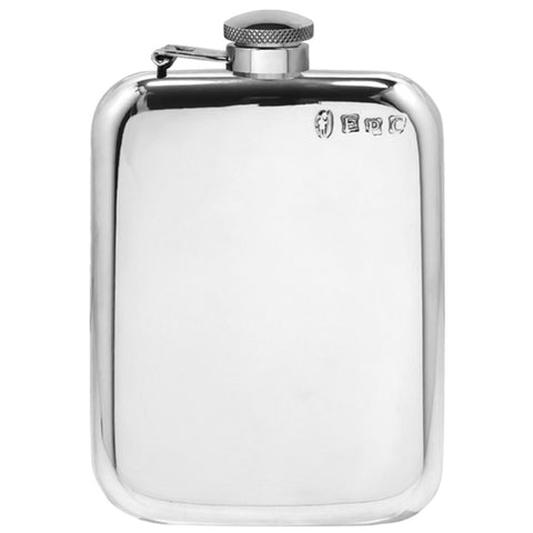 Engravable | British Pewter 6oz Hip Flask with captive lid