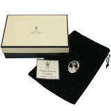 Engravable | British Pewter 6oz Hip Flask, brown pouch with captive lid