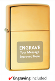 Engravable | Armour High Polish Brass Zippo Lighter.