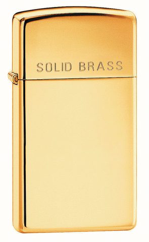 Engravable | Slim High Polish "Solid Brass"  Zippo Lighter.