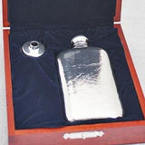 Engraveable | Royal Selangor 95ml (leather texture) Impression Pewter Hip flask SM.  Wooden Gift Box.