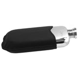 Engravable | British Pewter hip flask & black pouch 6oz hipflask