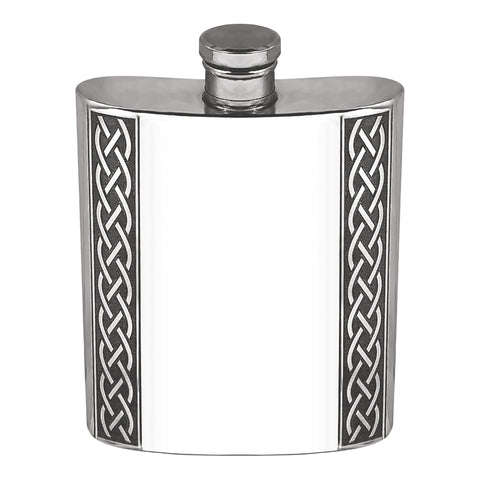 Engravable| British Pewter Celtic Band 6oz Hip Flask