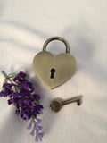 Engravable | Brushed Antique Brass Love Lock.