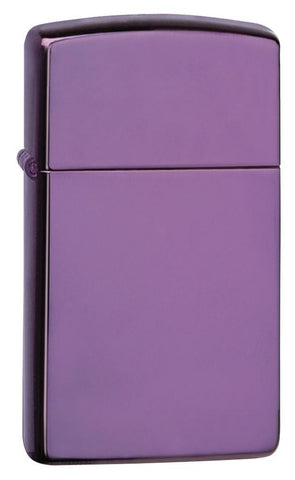 Engravable | Slim High Polish Purple Zippo Lighter.