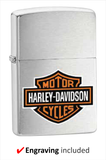 Engravable | Brushed Chrome Harley Davidson Zippo lighter.