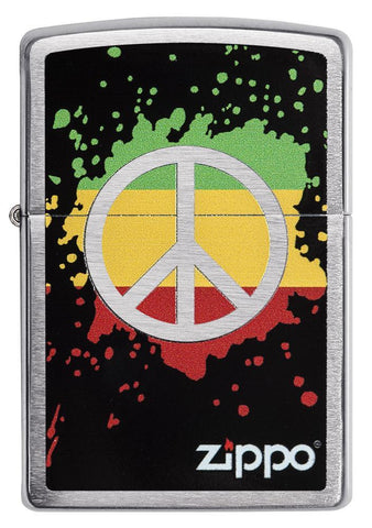Engravable | Rasta Peace "splatter paint" Zippo