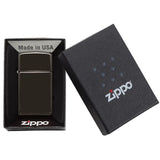 Engravable | Slim High Polish Black Zippo Lighter.