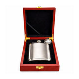 Engravable | Two-Tone Stainless Steel 6oz Hip Flask in wooden box
