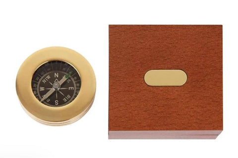 Engraveable | Brass Pocket Compass in Wooden Presentation Box