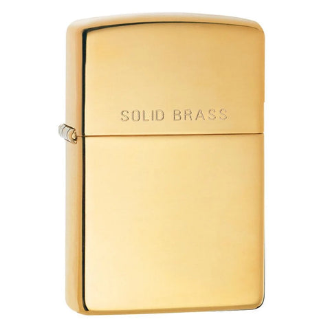 Military gifts | "Solid Brass" High Polish Brass Zippo Lighter