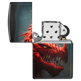 Engravable | Yellow Eyed Red Dragon Zippo lighter.