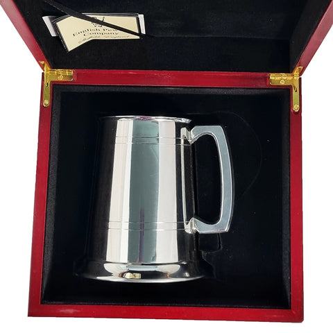 Engravable | 1 Pint (560ml) Pewter British Pewter Tankard in Wooden Box