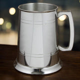 Engravable | 1 Pint Pewter and Brass Beer Mug Tankard With Glass Bottom Base