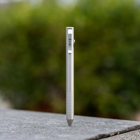 Engraveable | Titanium Model 1 MIG Bolt action Pen. Grid grip.