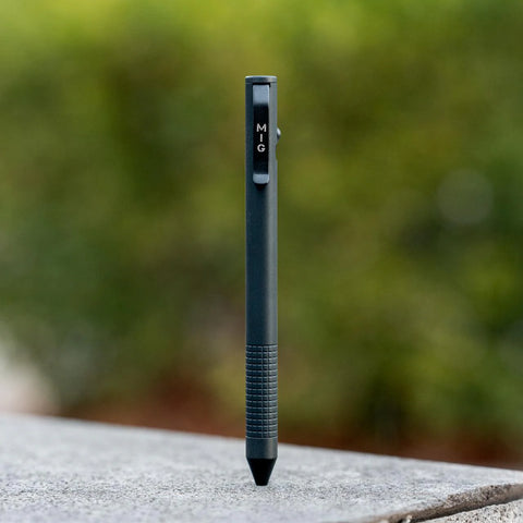 Engraveable | Black Model 1 MIG Bolt action Pen. Grid grip.