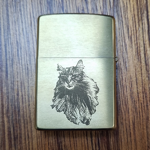 Pet Photo Engraved Zippo | Brushed Brass Zippo Lighter.