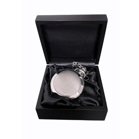 Engraveable | Brushed Silver Armada Pocket watch in a wooden box