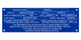 Pre 30 June 2023 | Durable Blue Compliance plate for new & used trailers made in Australia.