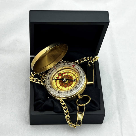 Engraveable | Brass Compass in Black Wooden Box