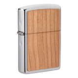 Engraveable | Cherry Wooden brushed chrome Zippo Lighter.