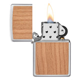 Engraveable | Cherry Wooden brushed chrome Zippo Lighter.