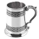 Engravable | 1 Pint British Pewter Tankard with Celtic band design in Wooden Box