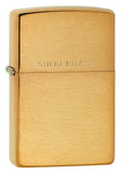 Engravable | Brushed finish Brass Zippo Lighter with etched "Solid Brass" .