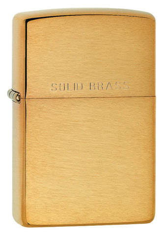 Engravable | Brushed finish Brass Zippo Lighter with etched "Solid Brass" .
