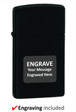 Engravable | Slim Black Matte Zippo Lighter.