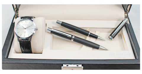 Presentation Chest Watch box with two pens. Personalise your pens.