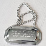 Engraving included Decanter Bottle Label | Silver plated with chain