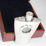 Engraveable | Royal Selangor 80ml Pewter Ship Flask.  Wooden Gift Box.
