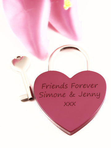 Engraveable| Metallic Pink Single Heart Love Lock