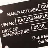 close up of VIN data plate