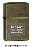 Engravable | Antique Brass Zippo Lighter.