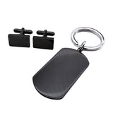 Engraveable | Black plated cufflinks and keychain set
