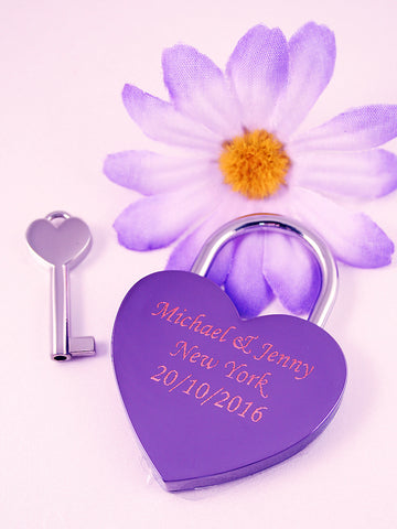 Engravable | Purple Single Heart Love Lock.