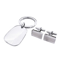 Engraveable | Stainless Steel cufflinks and keychain set