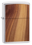 Engravable | Cedar Wooden brushed chrome Zippo Lighter.